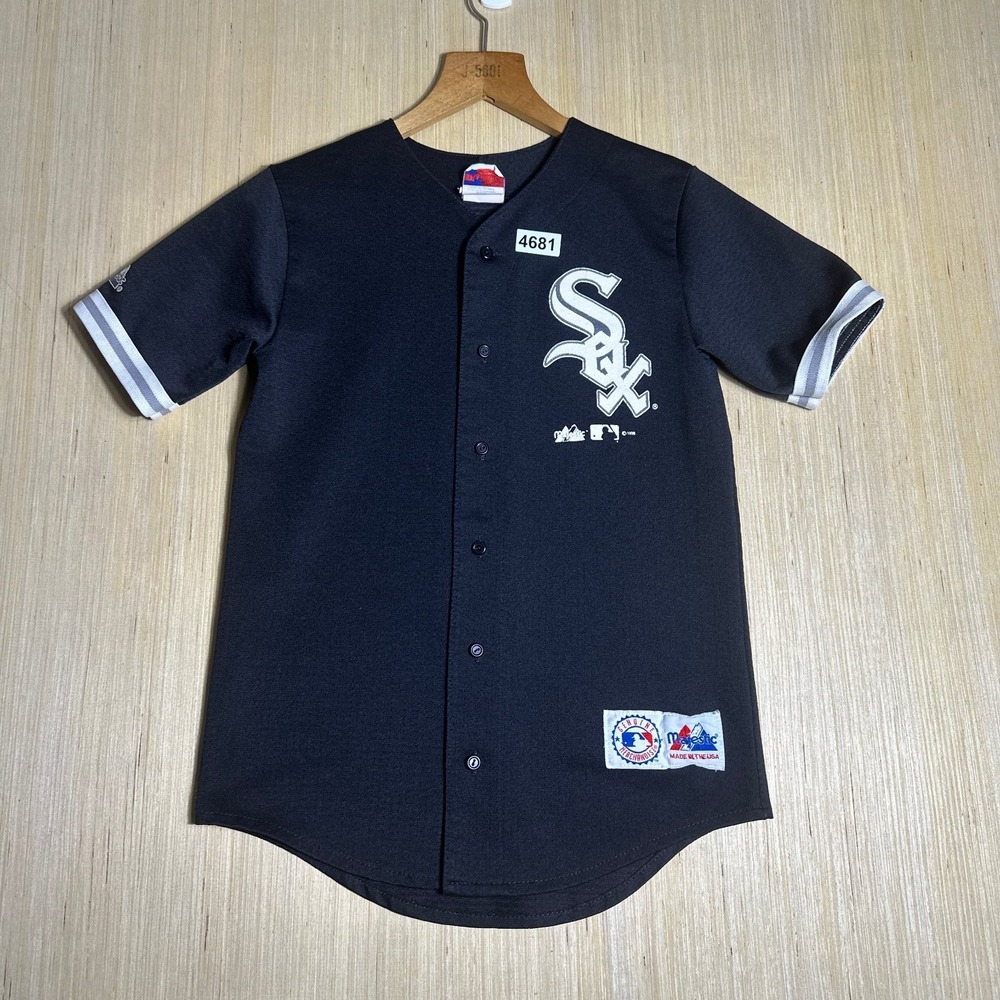 Vintage Chicago White Sox Jersey Mens Large Black Majestic MLB 1996 Majestic